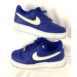 Nike Air Force 1 Hyper Blue Volt Gold Swoosh AO2132-402 Men's 8 / Women's 9.5
